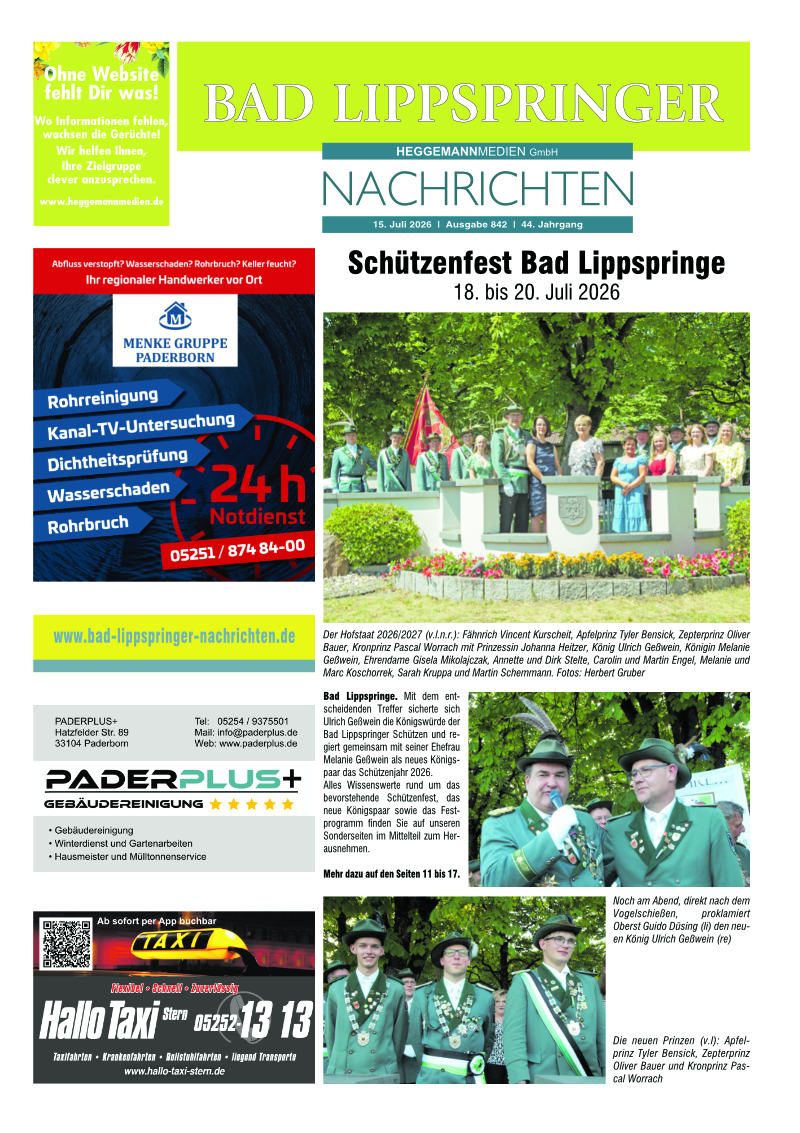 Bad Lippspringer Nachrichten Ausgabe 842 Bad Lippspringer Nachrichten Ausgabe 842