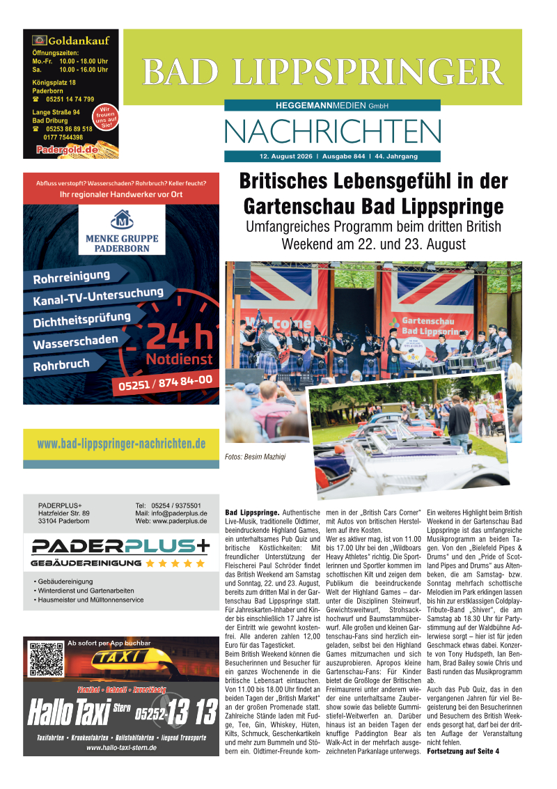 Bad Lippspringer Nachrichten Ausgabe 844 Bad Lippspringer Nachrichten Ausgabe 844