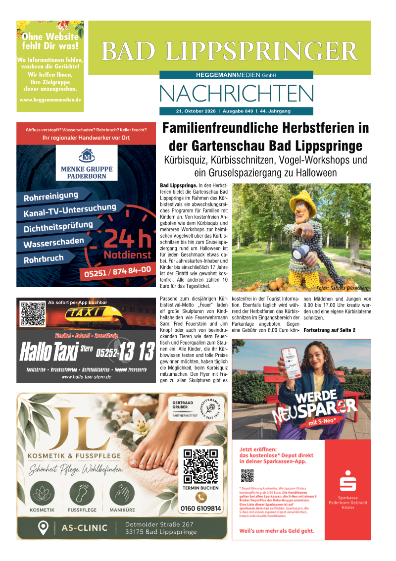 Bad Lippspringer Nachrichten Ausgabe 849 Bad Lippspringer Nachrichten Ausgabe 849